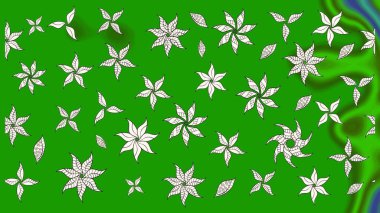 Tekstil için suluboya eskiz deseni. Şirin çiçekli, desenli, yeşil renkli bir eskiz deseni. El çizimi çiçek çizimi deseni (fayans)).