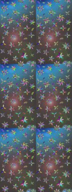 Gri ve mavi renkli şirin çiçek desenleri. Raster Modaya uygun kumaş deseni. Renkli Bahar Teması eskiz kalıbı. Düz Çiçek Elementleri Tasarımı.