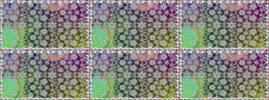 Düz Çiçek Elementleri Tasarımı. Raster illüstrasyonunda kusursuz çiçek deseni. Renkli Yaz Temalı Kusursuz Arkaplan. Gri renkli çiçekler.