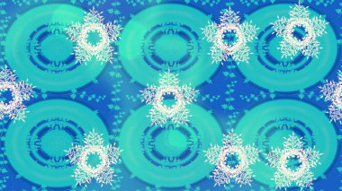 Mavi, nötr ve bej renklerde altın elementlerle klasik eskiz deseni. Noel 2019, kar tanesi, yeni yıl.