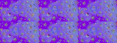 Raster - stok. Suluboya, elle çizilmiş. Vadinin çiçekleri mor ve yeşil renklerde. Taslak arkaplan deseni.