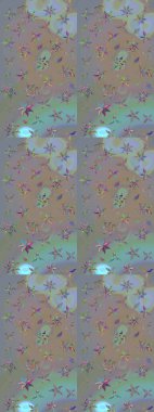 Çiçek ve yapraklı çiçek deseni. Küçük çiçekli şirin bir desen. Raster illüstrasyonu.