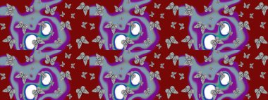 El çizimi kelebekli moda raster yaz deseni. Kağıt, kumaş, ambalaj kağıdı ve duvar kâğıdı tasarımı için hoş bir arkaplan. Çizim kalıbı. Raster illüstrasyonu.