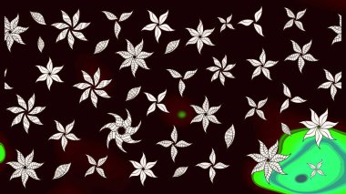 3D çiçekler, eskiz. Raster illüstrasyonu. Siyah renklerde.