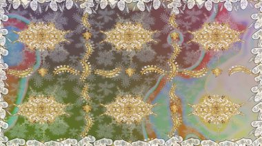 Gri renkli ve altın elementli altın desenli. Klasik klasik klasik arka plan. Geleneksel oryantasyon süsü. Kusursuz klasik raster altın desenli.