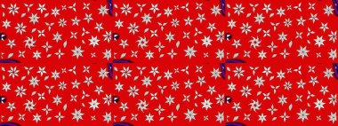 Sevimli çiçek raster deseni. Düz Çiçek Elementleri Tasarımı. Renkli Bahar Teması eskiz kalıbı. Kırmızı ve nötr renkte çiçekler.