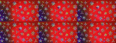 Raster illüstrasyonundaki çiçek desenli çizim. Kırmızı ve kahverengi renkte çiçekler.