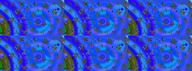 Tropik çiçekler. Gömlek, arka plan modelini çiz. Mavi ve yeşil renkte çiçekler.