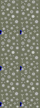 Raster illüstrasyonu. Renkli Bahar Teması eskiz kalıbı. Düz Çiçek Elementleri Tasarımı. Yeşil ve beyaz renkte zarif çiçekler, suluboya..