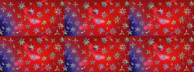 Şirin çiçek elementleri. Kırmızı ve mor renkte çiçekler. Raster illüstrasyonu. Çizim.