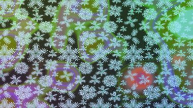 Raster Floral Illustration, Asyalı tekstil. Yeşil renkli etnik çiçeklerle zarif eskiz deseni.