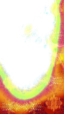 Raster illüstrasyonu. Beyaz, turuncu ve sarı renklerde. 3D çiçekler, çizim.