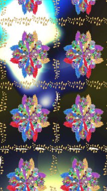 Çiçekler gri, mavi ve nötr renklerde. Raster illüstrasyonunda çiçek deseni çizimi.