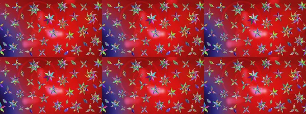 Şirin çiçek elementleri. Kırmızı ve mor renkte çiçekler. Raster illüstrasyonu. Çizim.