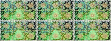 Kusursuz soyut bir arkaplan. Raster illüstrasyonu. Oriental raster klasik yeşil ve altın desenli.