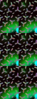 Raster kar taneleri arka planda. Kar tanesi rengarenk desen. Soyut kar taneleri arkaplanda izole edilmiş düz dizayn. Kar taneleri deseni. Raster illüstrasyonu.