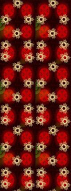 Süslü kumaş deseni. Düz Çiçek Elementleri Tasarımı. Raster illüstrasyonunda kusursuz çiçek deseni. Renkli Bahar Teması Kusursuz Arkaplan.