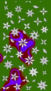 Çiçekli el çizimi çizimi deseni. Modern gelişim yeşil ve nötr raster arka plan duvar kâğıdı resimleme klasik çizgili iz sürme desenli çiçekler, çiçekli süsler.