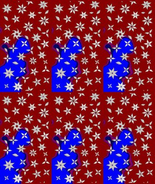 Raster illüstrasyonundaki çiçek desenli çizim. Kırmızı renkte çiçekler. Renkli Yaz Temalı eskiz kalıbı. Düz Çiçek Elementleri Tasarımı.