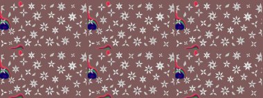 Eski usul küçük çiçekli şirin bir eskiz deseni. Moda arka planında parlak buketler. Kumaş, duvar kağıdı ve kağıt üzerine baskı yapmak için gelişen arka plan. Raster illüstrasyonu.