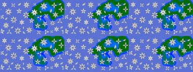 Modern çiçek arkaplanı. Moda baskıları için zarif bir şablon. Parlak renkli çiçekleri olan ve mavi ve yeşil renkli yaprakları olan harika bir çiçek deseni. Halk stili.