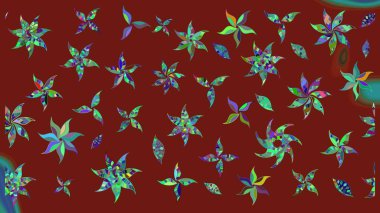 Çiçek desenli çizim. Raster illüstrasyonu. Kırmızı renkte çiçekler. Renkli Bahar Teması eskiz kalıbı. Düz Çiçek Elementleri Tasarımı. Asya tekstil tarzında.