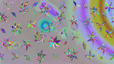 Gri ve nötr renkte çiçekler. Raster illüstrasyonunda çiçek deseni çizimi.