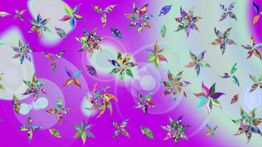 Çiçek arkaplan. Çiçek duvar kâğıdı. Tarafsız ve mor renkli şirin tekstil tarzında. Renkli çizim kalıbı. Raster illüstrasyonu.