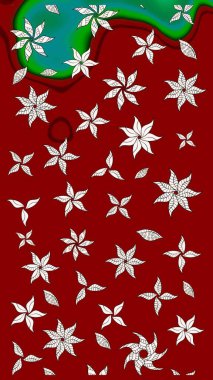 Tropik çiçek desenleri. Raster illüstrasyonu. Kırmızı renkte çiçekler.