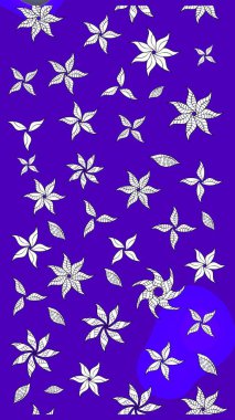 Çok renkli, zarif küçük çiçekler ve mor renkli komik böcekler, raster deseni, illüstrasyon..