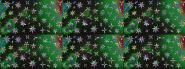 Çiçek desenli eskiz, darbeler, sıçramalar, yaz çiçekleri. Raster illüstrasyonu. Yeşil ve gri renkte çiçekler.