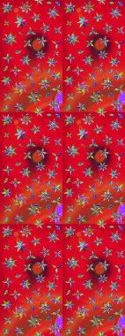 Modern gelişim kırmızı ve turuncu raster arka plan duvar kağıdı çizimi klasik çizgili desenli desenli çiçekler, çiçekli süsler. Çiçekli el çizimi çizimi deseni.