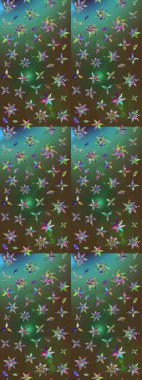 Yeşil ve kahverengi renkli etnik çiçekli zarif eskiz deseni. Raster Çiçek İllüstrasyonu güzel tekstil..