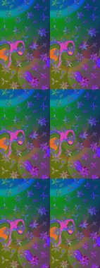 Küçük çiçekli basit bir çiçek çizimi. Yeşil ve mavi renkli şirin çiçekler. Moda baskısı, albüm, ambalaj kağıdı ve duvar kağıdı için zarif dekoratif süslemeler. Raster illüstrasyonu.