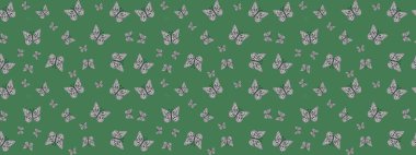 Yumuşak yeşil ve gri arkaplanda izole edilmiş şirin yaban sinekleri. Sanat retro seramik seramik tasarım tarzında serbest ve doğrusal el çizimi logo. Yeşil ve gri renkleri kapat.