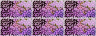 Renkli Bahar Temalı Kusursuz Arkaplan. Raster illüstrasyonunda kusursuz çiçek deseni. Düz Çiçek Elementleri Tasarımı. Tarafsız renklerde çiçekler.