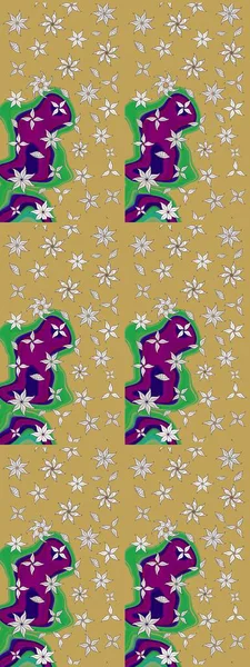 Suluboya elle çizilmiş çiçek desenli eskiz deseni. Parlak renkli fantezi çiçekleri, yapraklar, sarı renkli tomurcuklar.