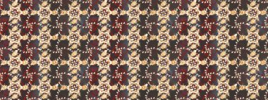 Düz Çiçek Elementleri Tasarımı. Raster illüstrasyonu. Zentangle soyut çiçekleri. Renkli Bahar Temalı Kusursuz Arkaplan. Güzel kumaş deseni. Çiçek tozu..