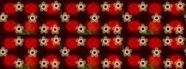 Süslü kumaş deseni. Düz Çiçek Elementleri Tasarımı. Raster illüstrasyonunda kusursuz çiçek deseni. Renkli Bahar Teması Kusursuz Arkaplan.