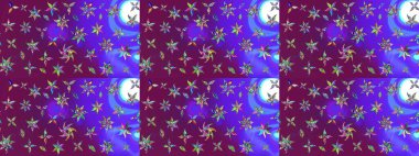 Modern çiçek arkaplanı. Halk tarzı. Parlak renkli çiçekleri ve mor ve mor renkli yaprakları olan harika bir çiçek deseni. Moda baskıları için zarif bir şablon.