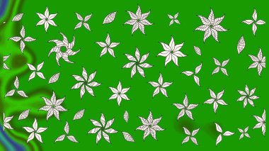 Tekstil için suluboya eskiz deseni. Şirin çiçekli, desenli, yeşil renkli bir eskiz deseni. El çizimi çiçek çizimi deseni (fayans)).