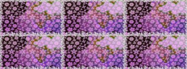 Renkli Bahar Temalı Kusursuz Arkaplan. Raster illüstrasyonunda kusursuz çiçek deseni. Düz Çiçek Elementleri Tasarımı. Tarafsız renklerde çiçekler.