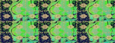 Raster altın desen. Doğu tarzı arabesk. Altın elementli yeşil renkler. Raster illüstrasyonu. Altın desenli bukleler çiz.