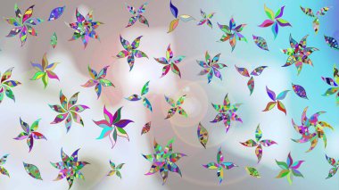 Çiçekli güzel suluboya desen. Raster illüstrasyonu. Gri ve nötr renklerde.