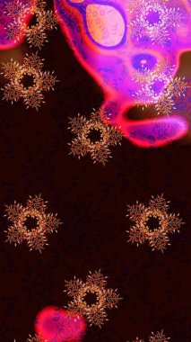 Kar tanesi süsü Raster illüstrasyonu. Kar taneleri izole edildi. Siyah, kahverengi ve kırmızı renkte kar tanesi süsü. Güzel süs eşyası..