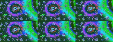 Raster illüstrasyonu. Mavi ve yeşil renkli çiçekler. Çizim çiçek deseni duvar kağıdı için kullanılabilir.