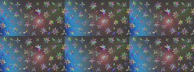 Çiçekli karalama şeklinde Raster çiçek deseni. Gri ve mavi renkte çiçekler. Nazik, narin çiçek arkaplanı.