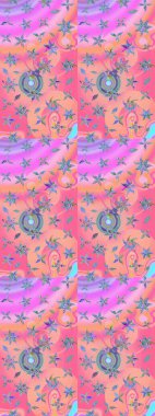 Elle çizilmiş sonbahar çiçeği deseni. Renkli pembe ve nötr çizim kalıbı. Doodle tarzı. Tekstil ve kapak tasarımı için mükemmel. Pembe ve nötr renkte çiçekler.