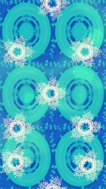 Mavi, nötr ve bej renklerde altın elementlerle klasik eskiz deseni. Noel 2019, kar tanesi, yeni yıl.