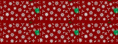 Hediye ambalaj kağıdı, tebrik kartları, posterler ve pankart tasarımı. Kırmızı ve nötr renklerde çiçekler. Raster düz çiçek çizim deseni.